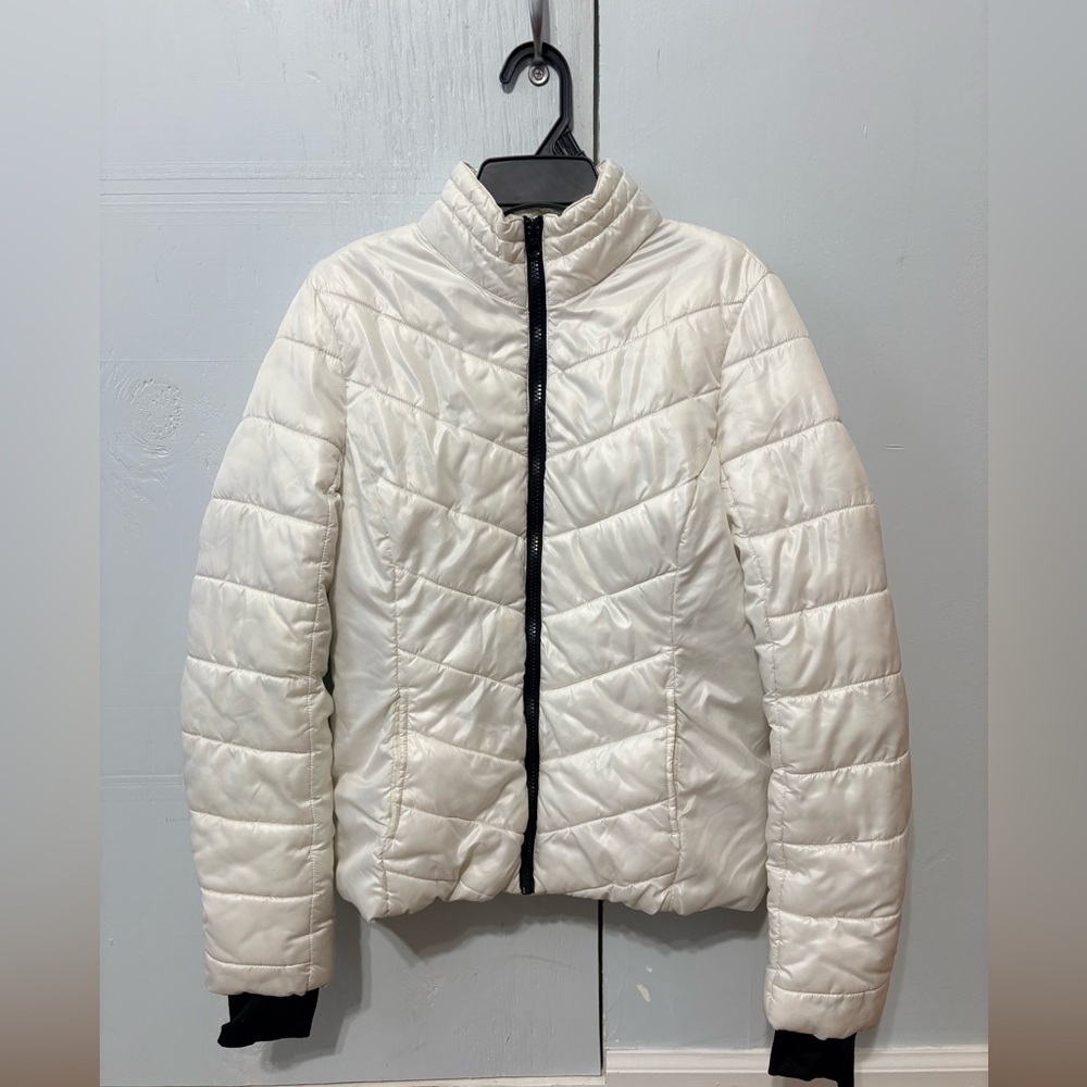 Live Love Dream Cream/White Quilted Puffer Jacket Small Ivory Winter Coat - Picture 2 of 7